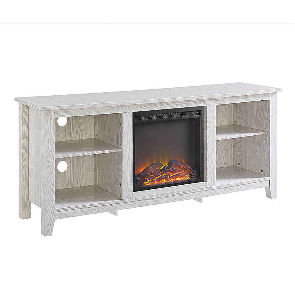 Angle View: Walker Edison - Fireplace Storage TV Stand for Most TVs Up to 65" - White Wash