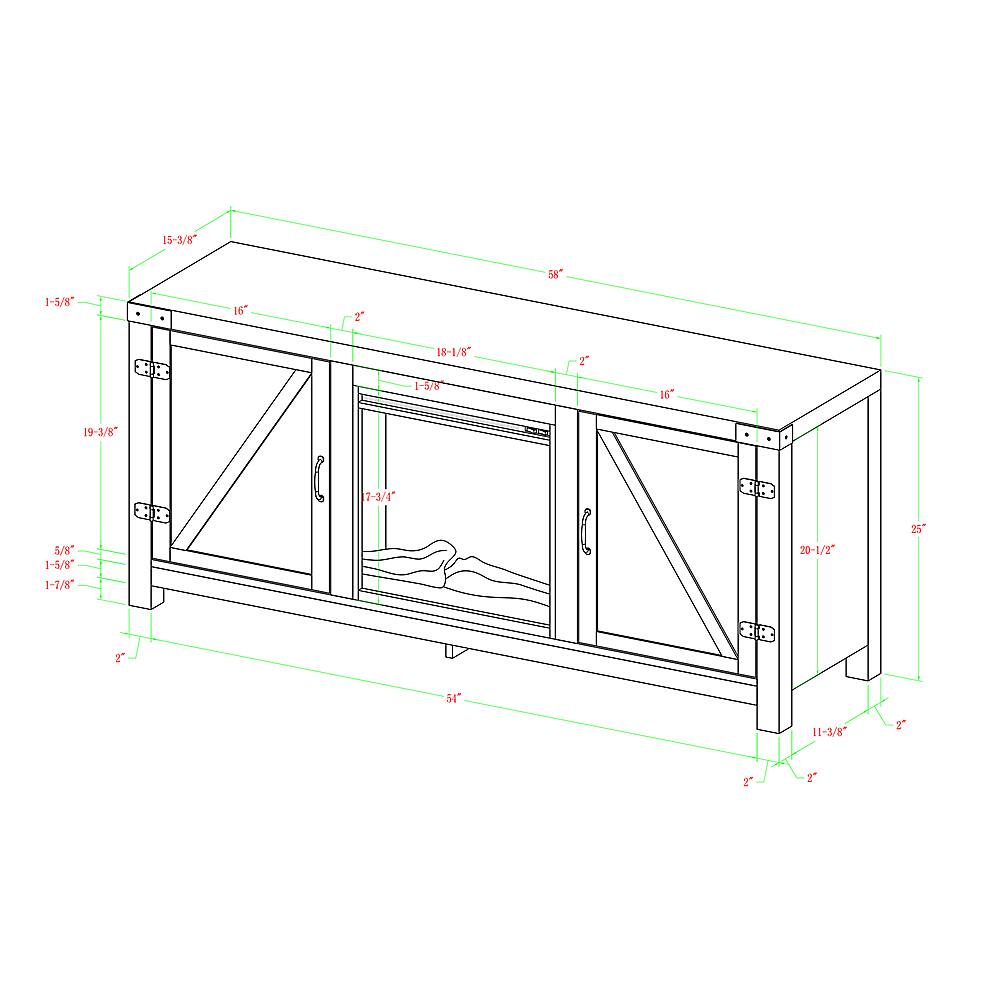 Alt View 14. Walker Edison - 58" Modern Farmhouse Barndoor Fireplace TV Stand for Most TVs up to 65" - Barnwood.