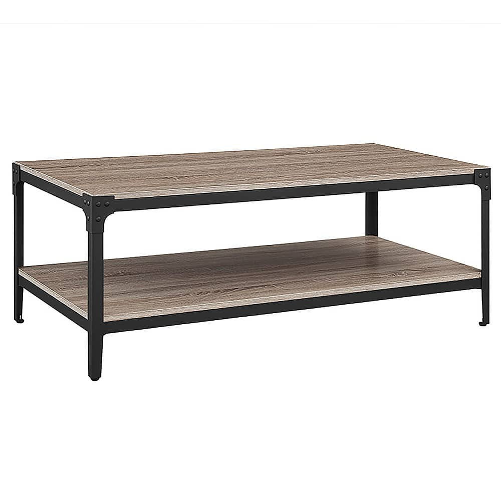 Angle View: Walker Edison - Farmhouse Angle Industrial Iron Coffee Table - Driftwood