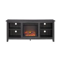 Walker Edison - 58" Open Storage Fireplace TV Stand for Most TVs Up to 65" - Charcoal - Front_Zoom