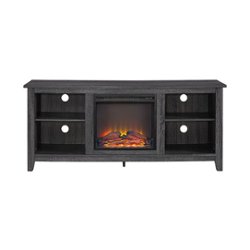 Walker Edison - Open Storage Fireplace TV Stand for Most TVs Up to 65" - Charcoal - Front_Zoom