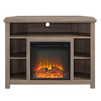 Walker Edison - Open Cubby Storage Corner Fireplace TV Stand for Most TVs up to 50" - Driftwood - Front_Zoom