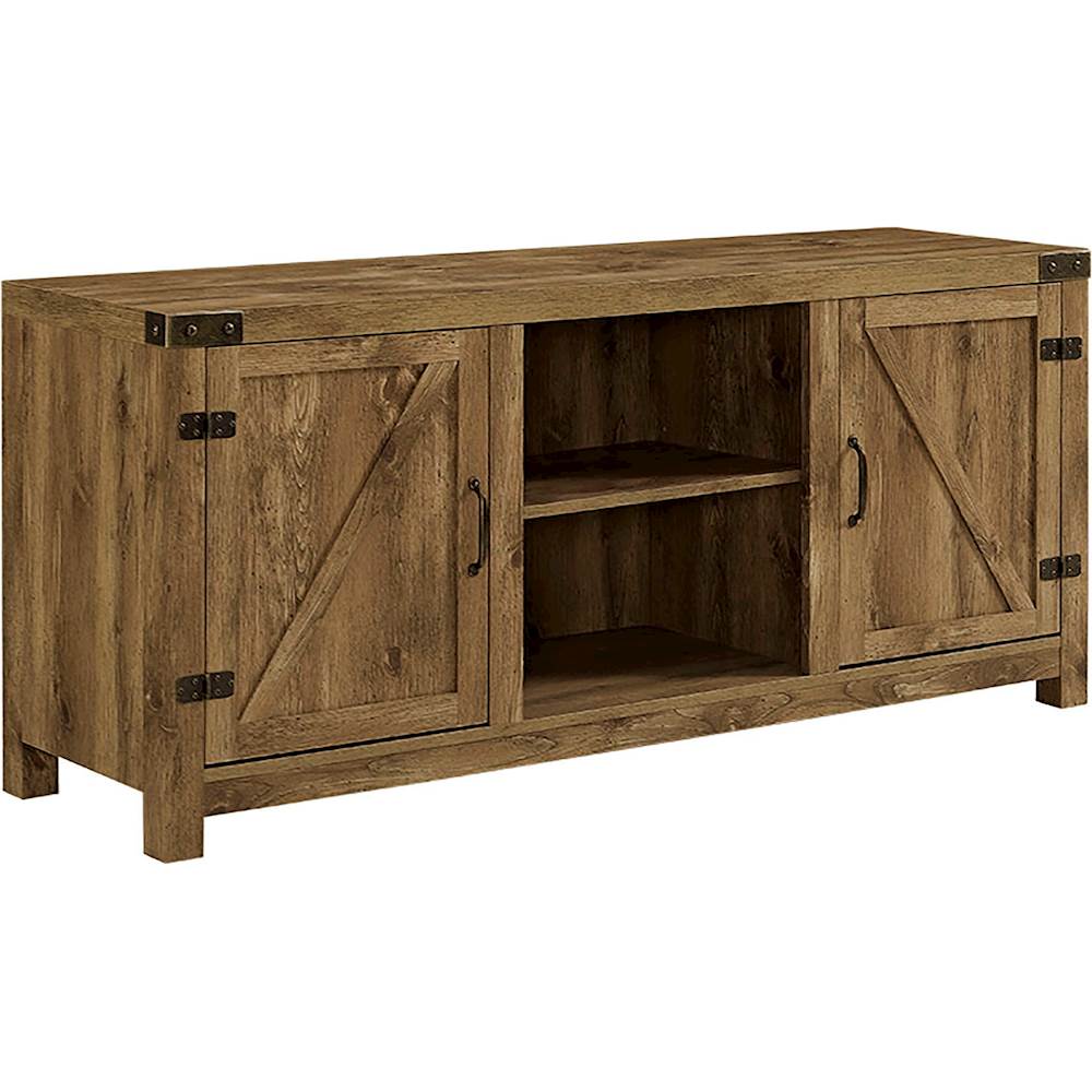 Angle View: Walker Edison - Rustic Barn Door Style Stand for Most TVs Up to 65" - Barnwood