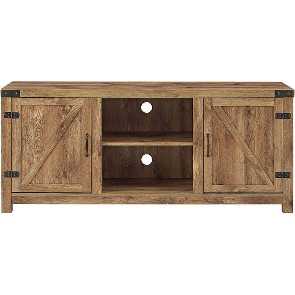 Front. Walker Edison - Rustic Barn Door Style Stand for Most TVs Up to 65" - Barnwood.