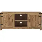 Front. Walker Edison - Rustic Barn Door Style Stand for Most TVs Up to 65" - Barnwood.