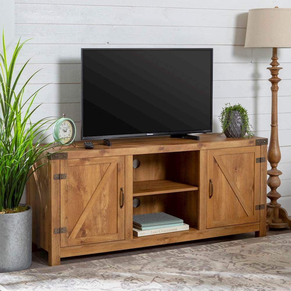 Alt View 17. Walker Edison - Rustic Barn Door Style Stand for Most TVs Up to 65" - Barnwood.