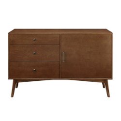 Walker Edison - Angelo Mid Century Modern TV Stand Cabinet for Most Flat-Panel TVs Up to 55" - Walnut - Front_Zoom