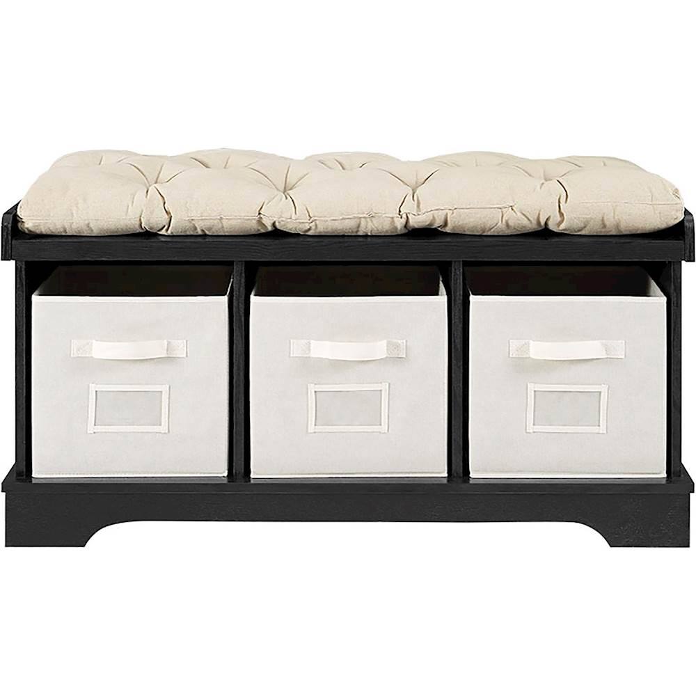 Front. Walker Edison - Storage Bench - Black.