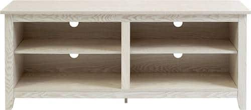 Walker Edison - Modern Wood Open Storage TV Stand for Most TVs up to 65" - White Wash