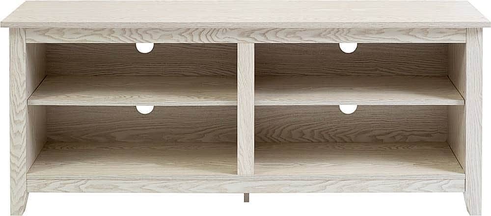 Front. Walker Edison - Modern 58" Wood Open Storage TV Stand for Most TVs up to 65" - White Wash.