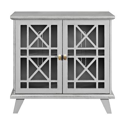 Walker Edison - Modern Fretwork Storage Console - Gray