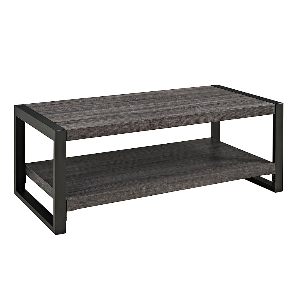 Angle View: Walker Edison - 48" Wood Modern Coffee Table - Charcoal