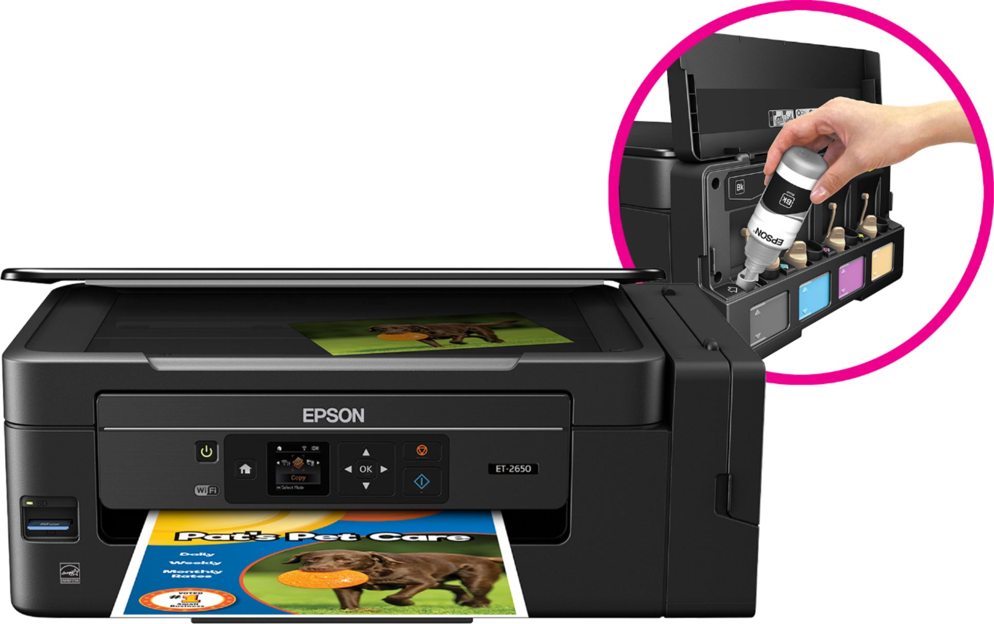 Ezel bang ring Epson Expression EcoTank ET-2650 Wireless All-In-One Printer Black  C11CF47201 - Best Buy