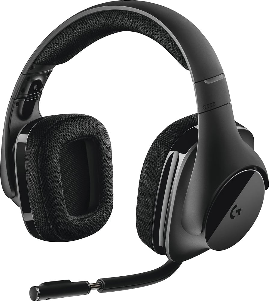 Front. Logitech - G533 Wireless Over-the-Ear Headphones - Black.