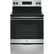GE - 5.3 Cu. Ft. Self-Cleaning Freestanding Electric Range - Stainless steel - Larger Front