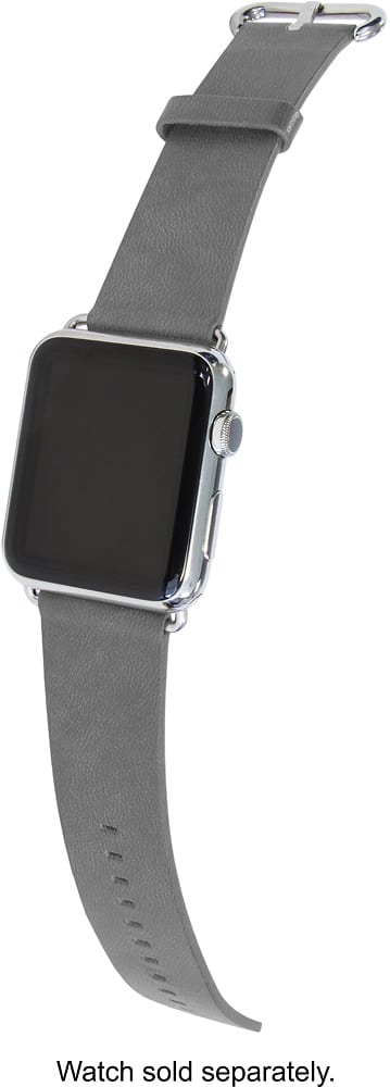 Angle. Trident - Leather Watch Strap for Apple Watch 38mm - Light gray.