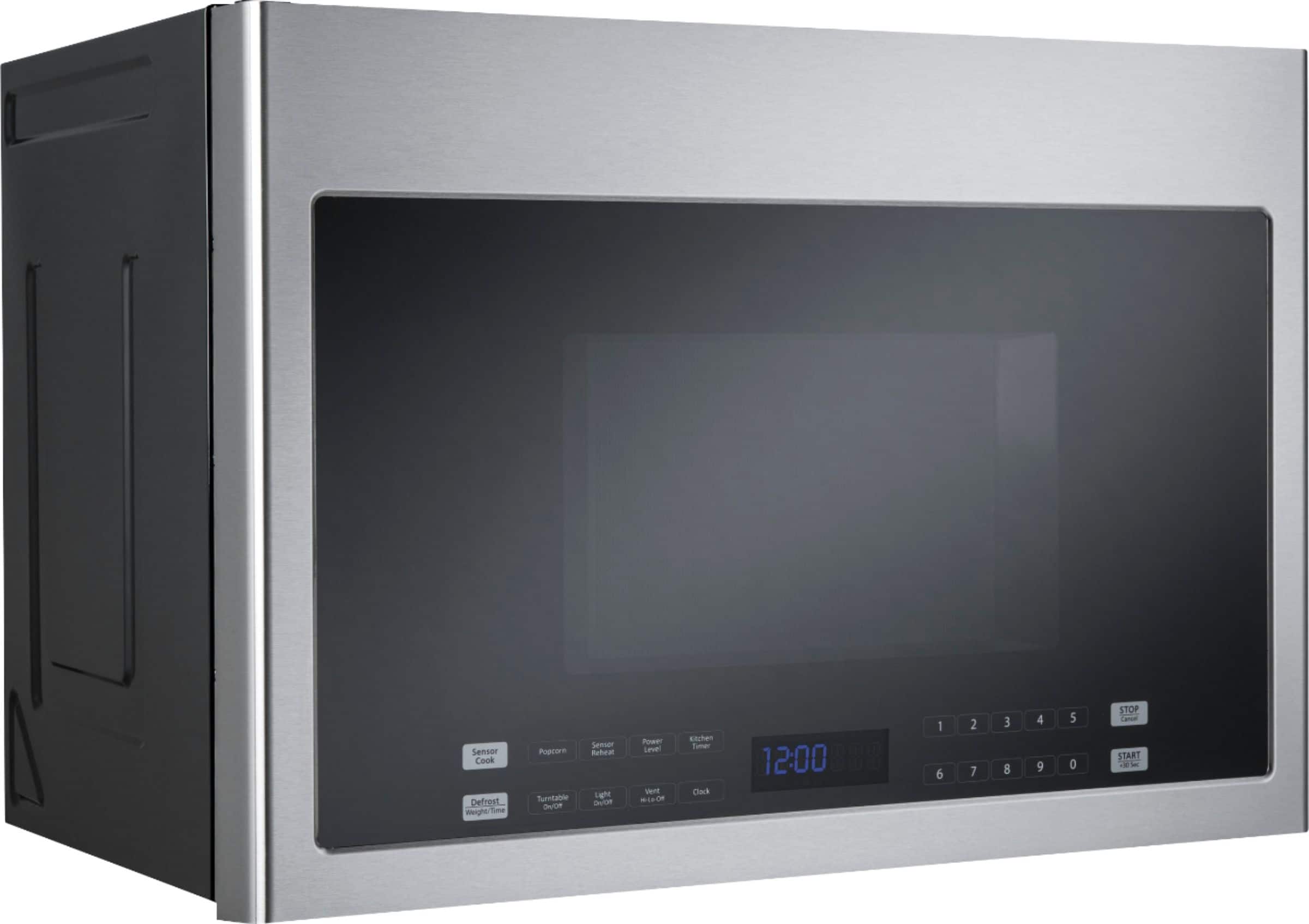 Angle. Haier - 1.4 Cu. Ft. Over-the-Range Microwave with Sensor Cooking - Stainless Steel.