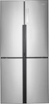 Front. Haier - 16.4 Cu. Ft. Counter-Depth Side-by-Side Refrigerator - Stainless Steel.