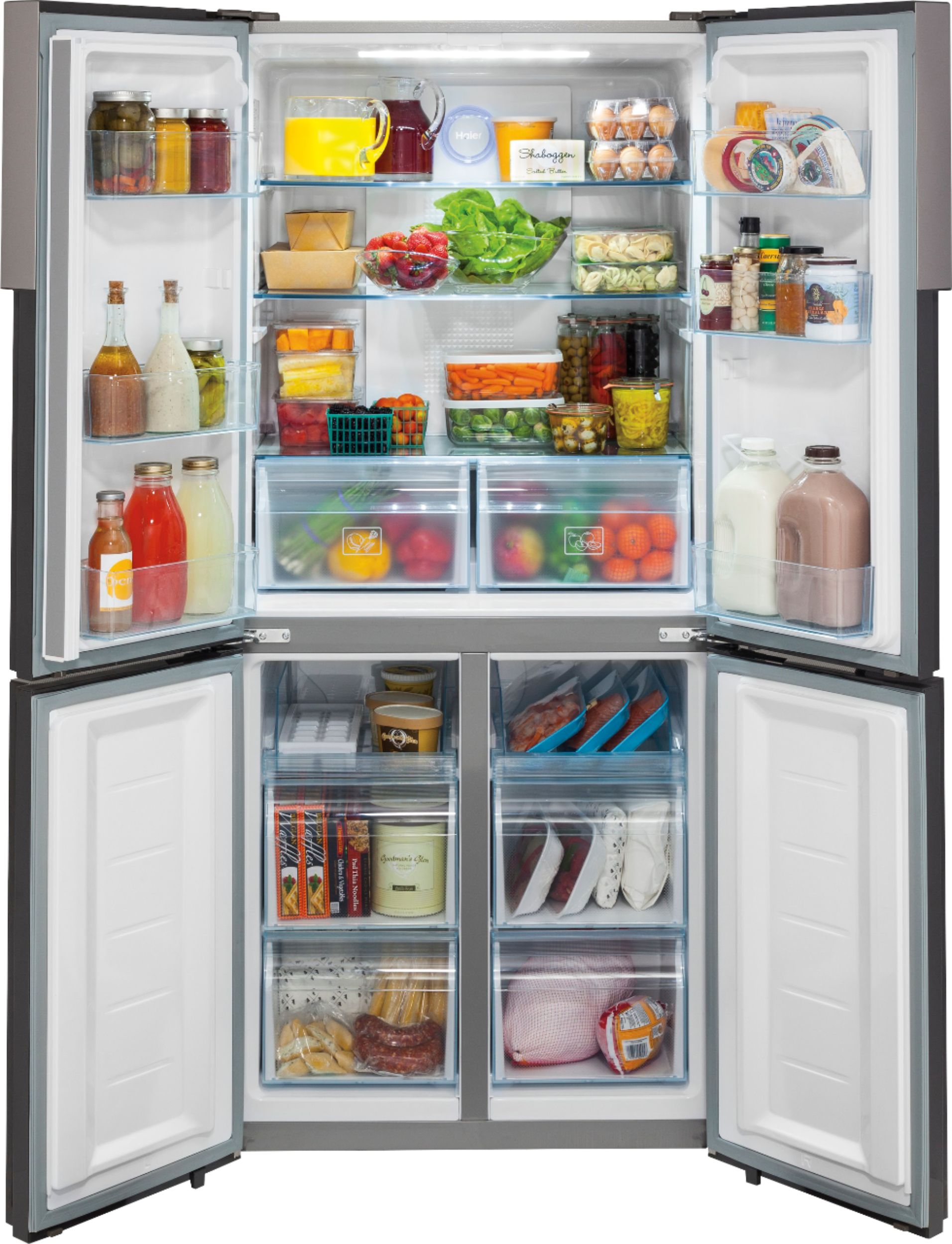 Haier 16.4 Cu. Ft. Counter-Depth Side-by-Side Refrigerator Stainless ...