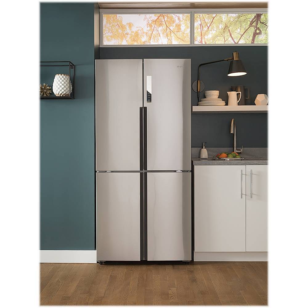  Haier Refrigerador de acero inoxidable con congelador inferior  de 4 puertas de 16.0 pies cúbicos : Electrodomésticos