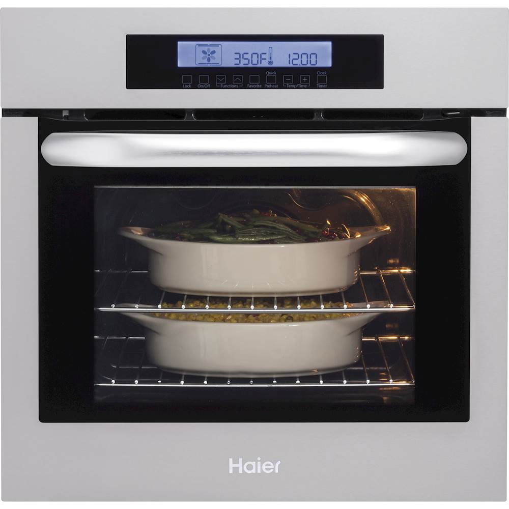 Angle View: Haier - 24" Built-In Single Electric Convection Wall Oven - Stainless steel