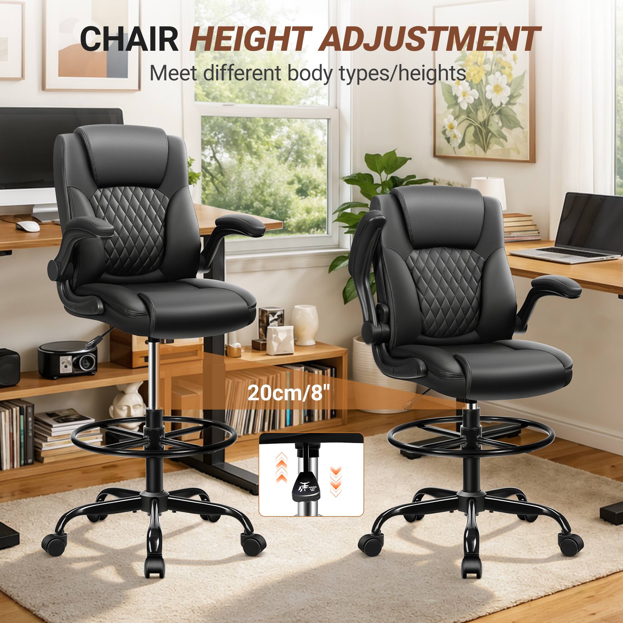 CHAIR HEIGHT ADJUSTMENT  
Meet different body types/heights  
20cm/8"