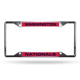 Rico Industries - Washington Nationals MLB 4-Corner EZ View Chrome Metal Laser License Plate Frame - Multi