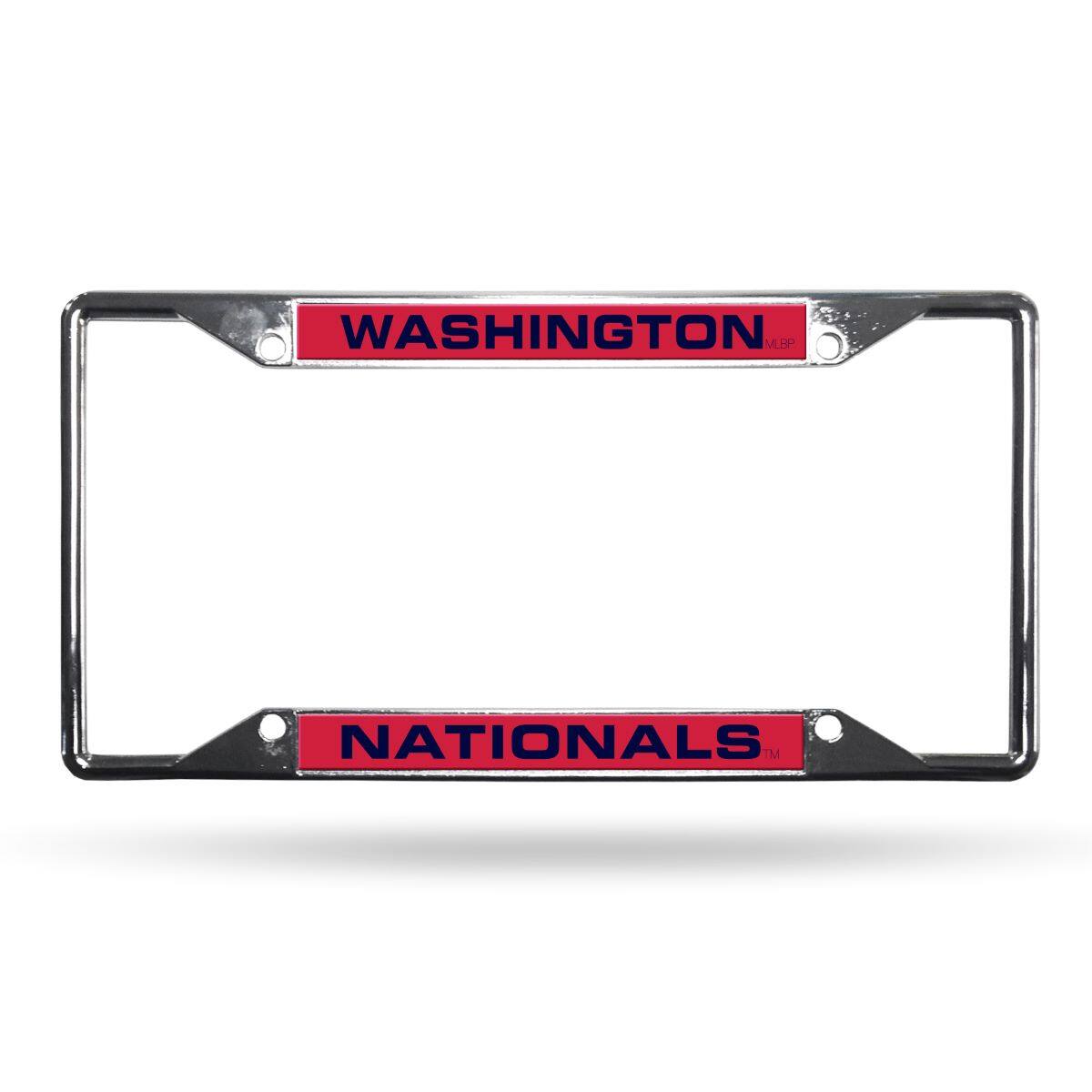 Washington Nationals MLB 4-Corner EZ View Chrome Metal Laser License Plate Frame