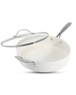 Gotham Steel - Ultra Nonstick Ceramic 5.5 Qt Jumbo Cooker Pan with Lid - Cream