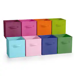 Sorbus - Fabric Storage Cubes - 8 Foldable Storage Bins for Organizing Pantry, Cubbies, Toy Box - Clothes Storage - Bright Rainbow
