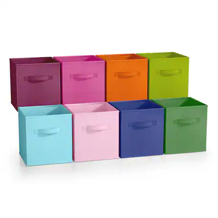 Front. Sorbus - Sorbus Fabric Storage Cubes - 8 Foldable Storage Bins for Organizing Pantry, Cubbies, Toy Box - Clothes Storage - Bright Rainbow.