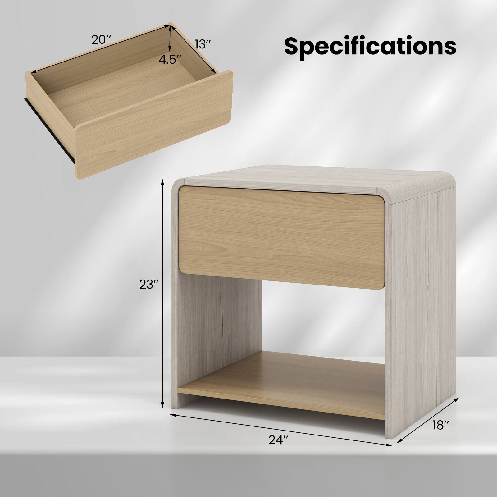 20"  
4.5"  
13"  
Specifications  
23"  
24"  
18"