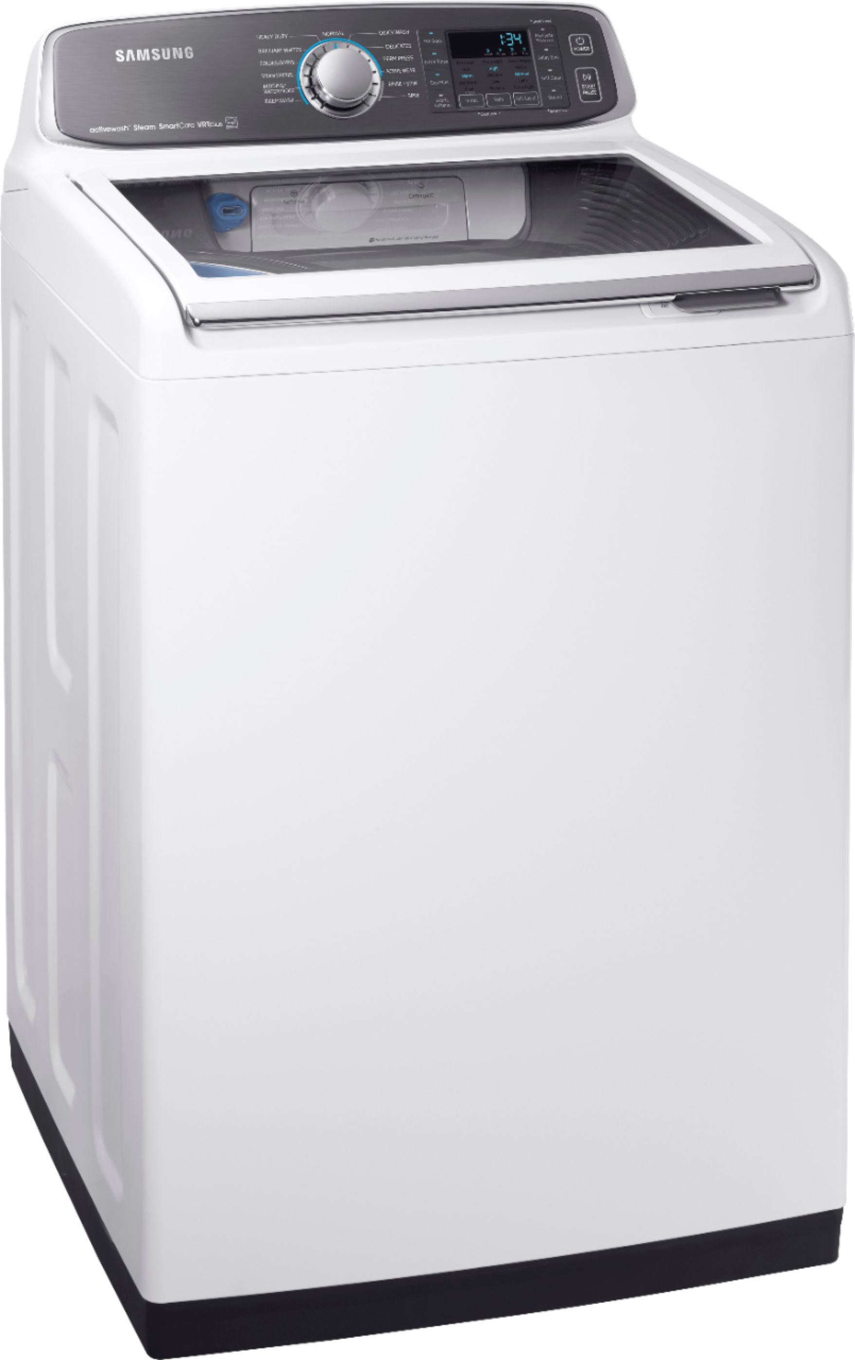 Angle View: Samsung - 5.2 Cu. Ft. High Efficiency Top Load Washer with Activewash - White