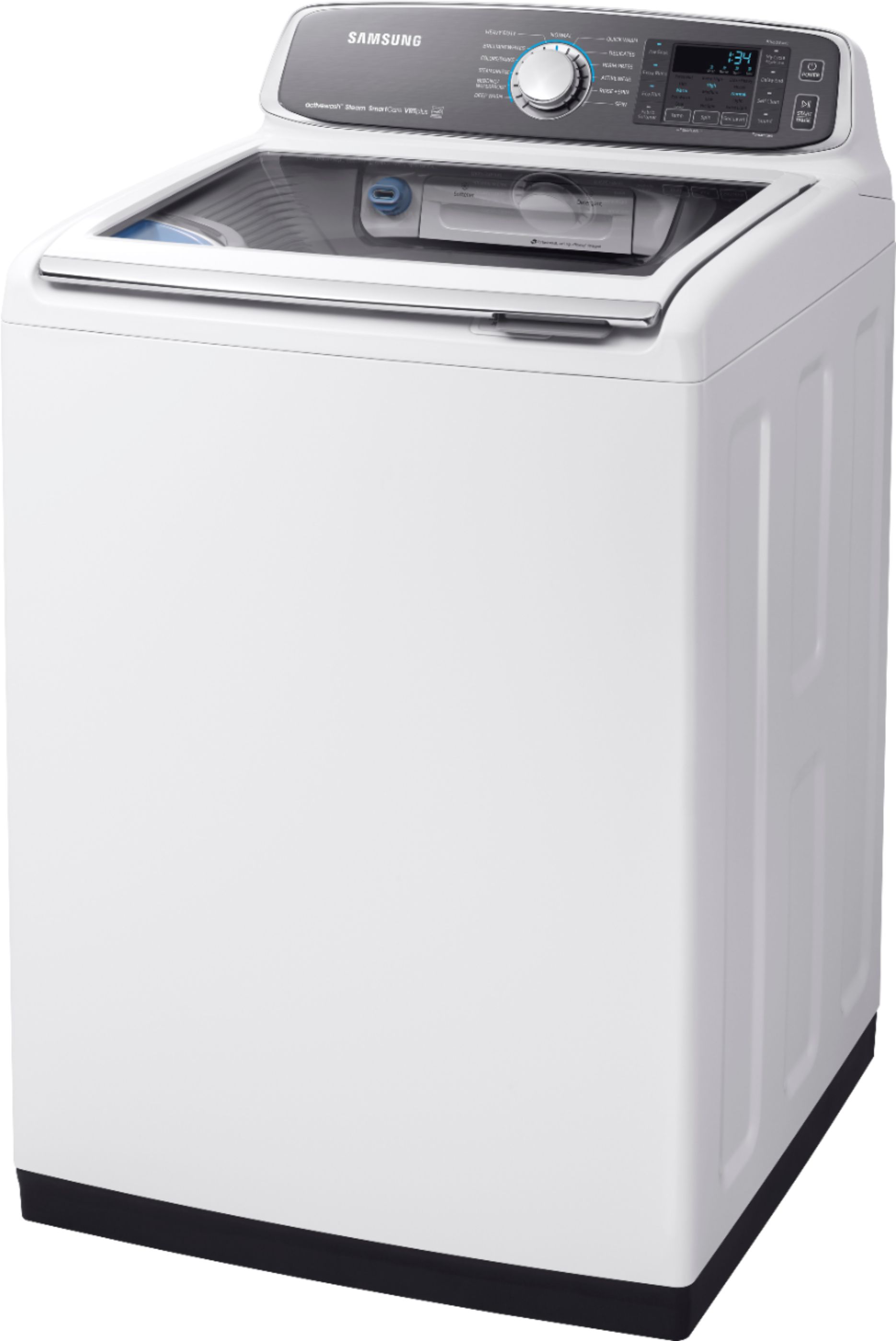 Left View: Samsung - 5.2 Cu. Ft. High Efficiency Top Load Washer with Activewash - White
