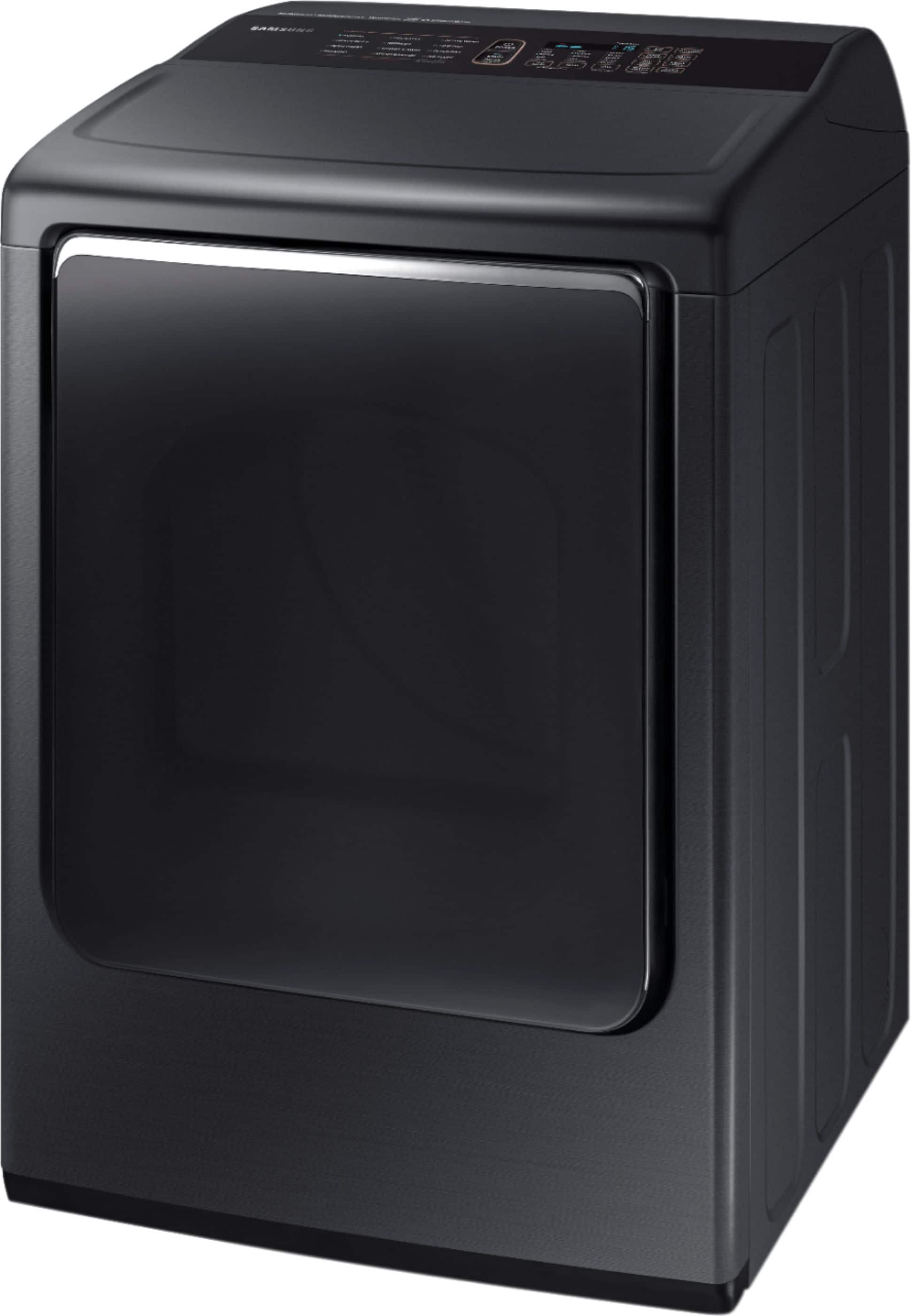 Left View: Samsung - 7.4 Cu. Ft. Gas Dryer with MultiSteam - Black stainless steel