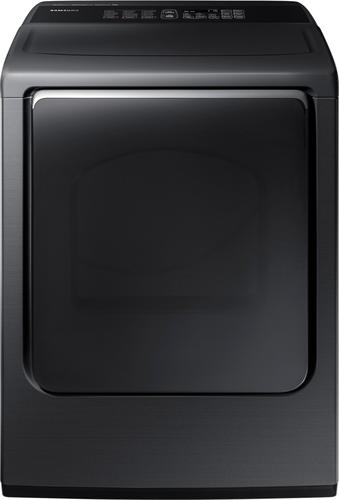 Samsung - 7.4 Cu. Ft. Gas Dryer with Steam and Sensor Dry - Fingerprint Resistant Black Stainless Steel