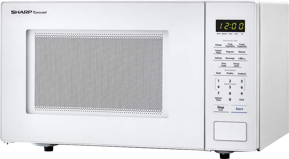 Left. Sharp - Carousel 1.1 Cu. Ft. Mid-Size Microwave - White.