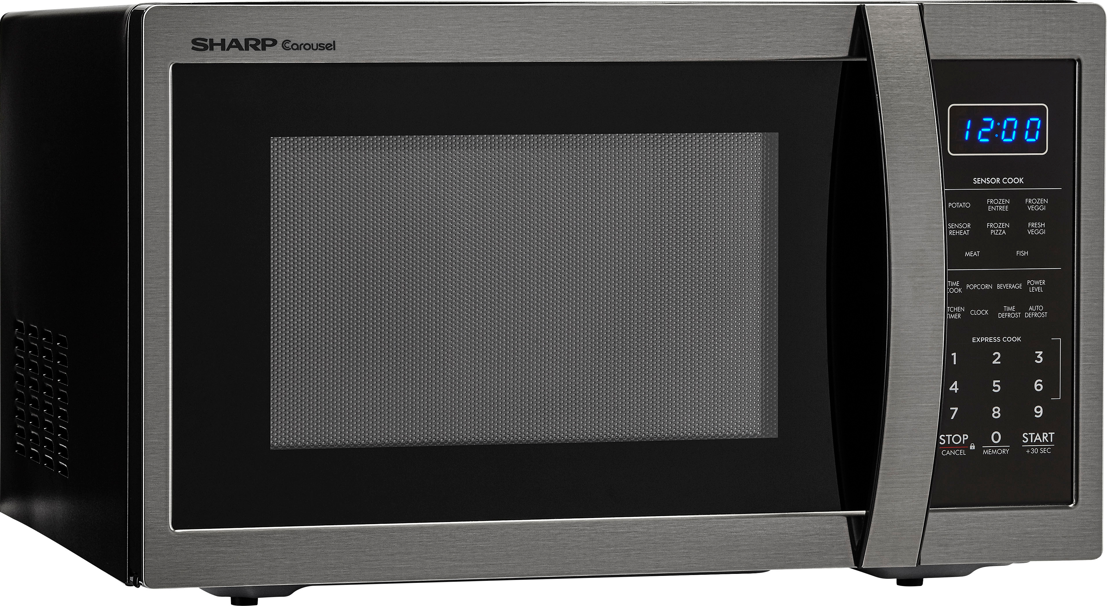 Angle View: Sharp - Carousel 1.4 Cu. Ft. Mid-Size Microwave - Black Stainless Steel