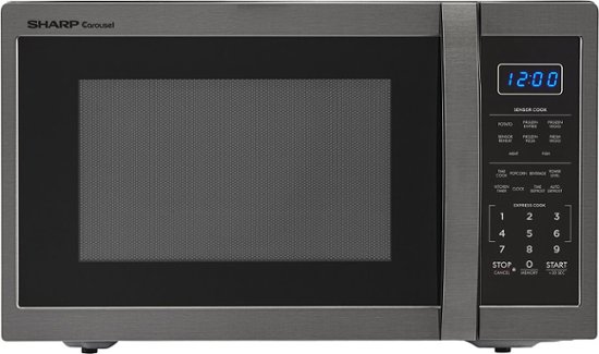 Sharp – Carousel 1.4 Cu. Ft. Mid-Size Microwave – Black stainless steel