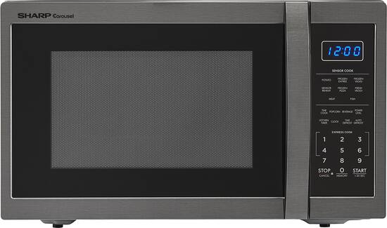 Sharp Carousel 1 4 Cu Ft Mid Size Microwave Black Stainless Steel Smc1452ch Best Buy
