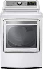 LG - 7.3 Cu. Ft. 9-Cycle EasyLoad Smart Wi-Fi Enabled Electric Dryer with Sensor Dry Technology - White - Front_Standard