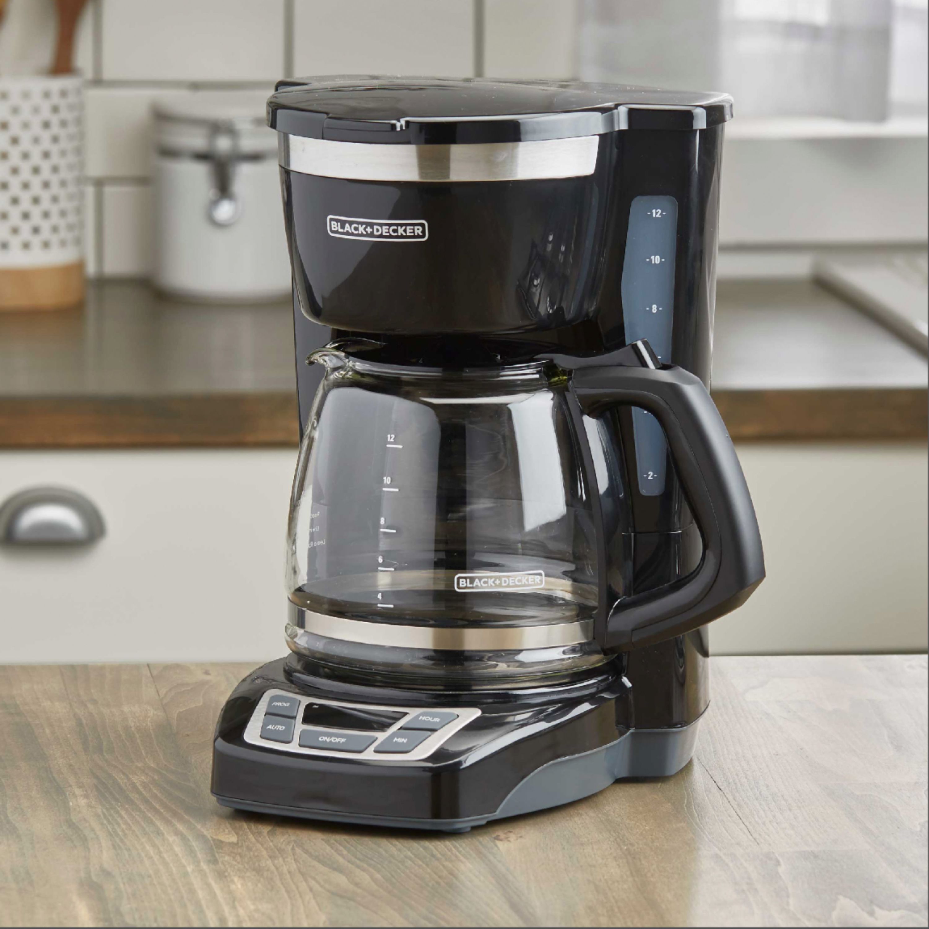 BLACK+DECKER 12-Cup Programmable Black Coffee Maker with Built-In
