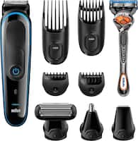 Braun - Wet/Dry Trimmer with 4 Guide Combs - Black/blue - Angle_Zoom