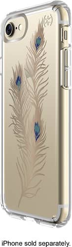 Speck - Presidio CLEAR + PRINT Case for Apple® iPhone® 7 - Clear/showy feather gold - Larger Front