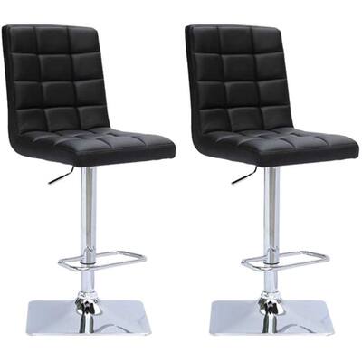 CorLiving - Trumpet Bonded Leather Stools (Set of 2) - Black/chrome