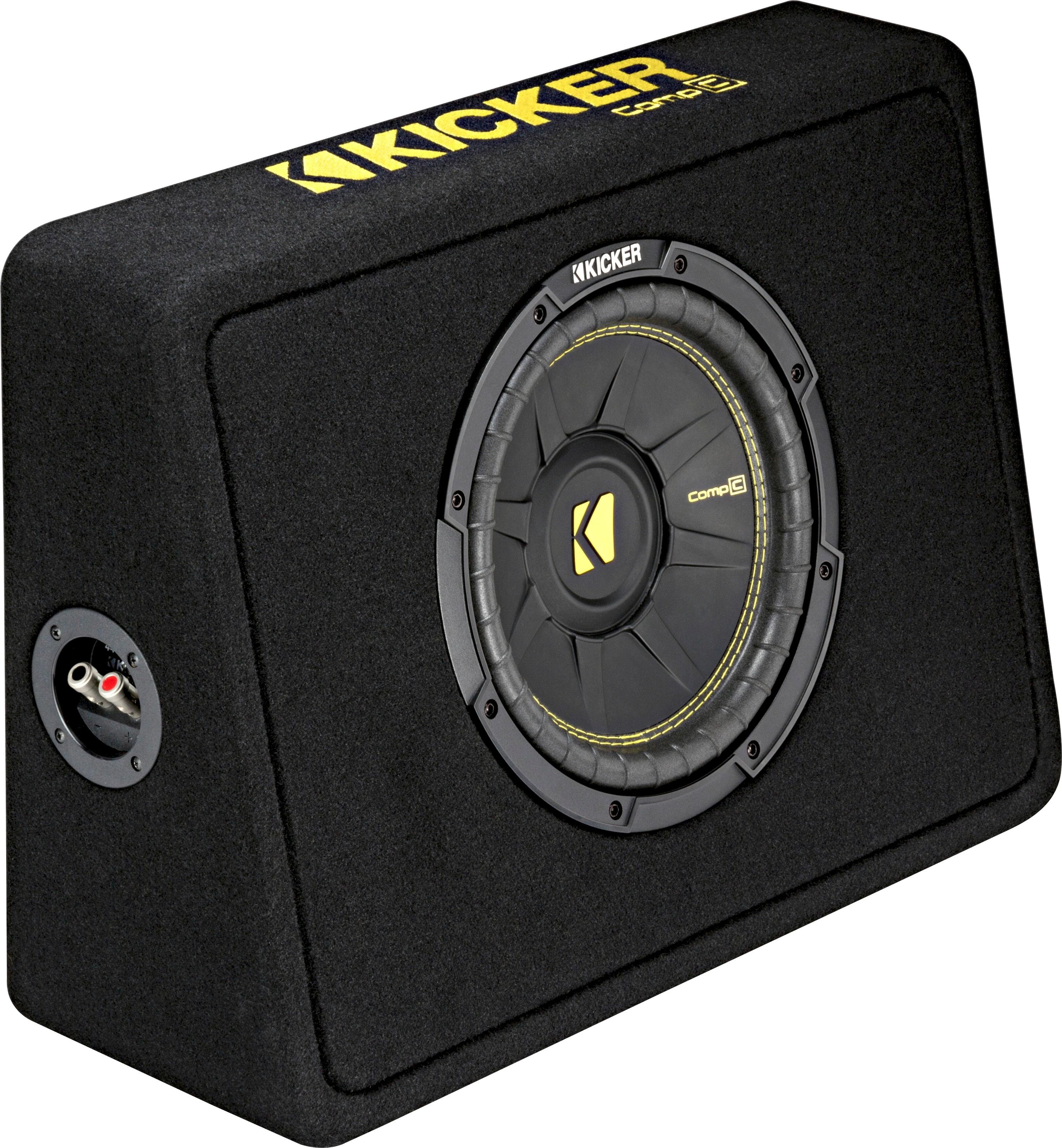 Angle. KICKER - CompC Loaded Enclosures Single-Voice-Coil 4-Ohm Subwoofer - Black Carpet.