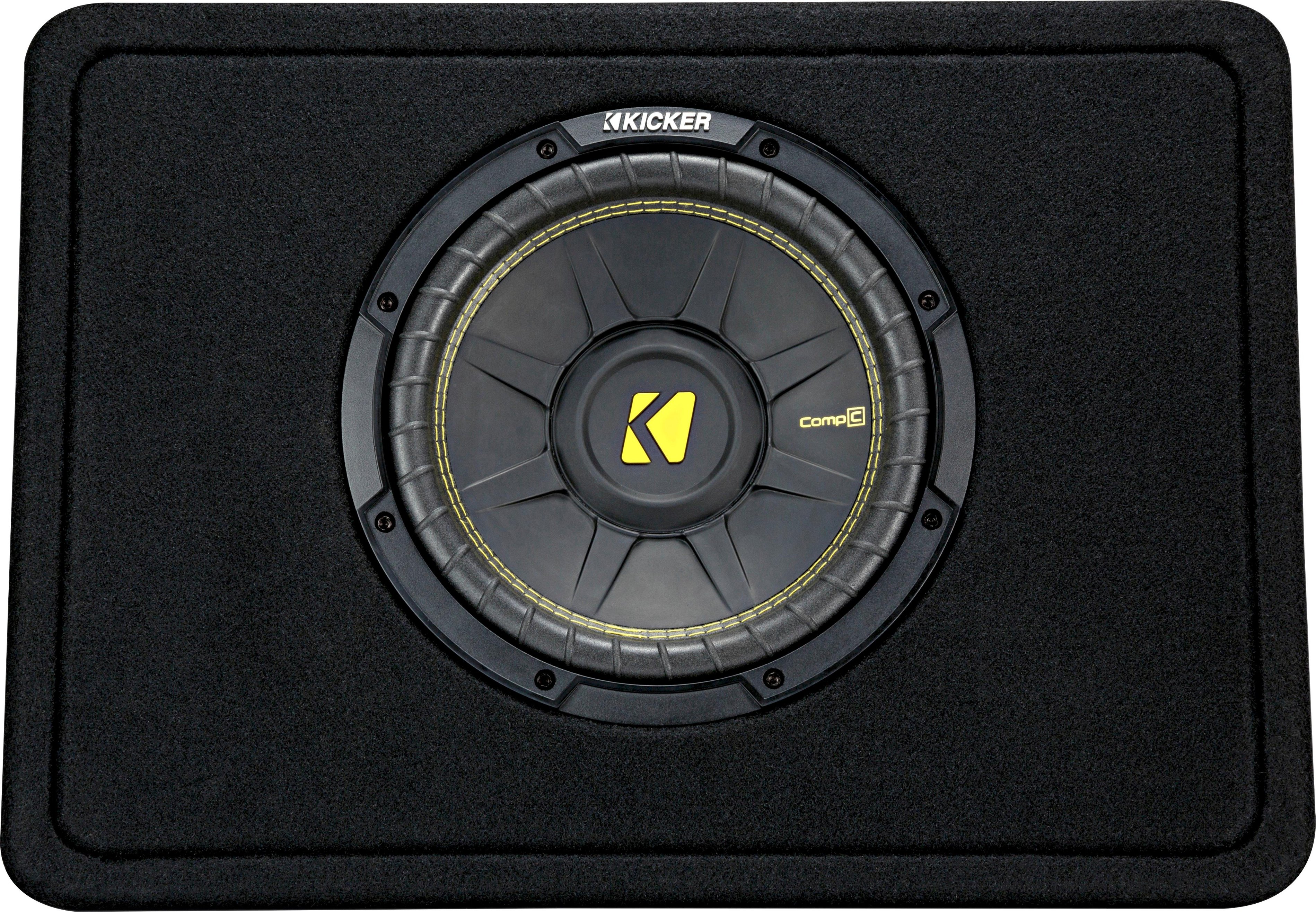 KICKER - CompC Loaded Enclosures Single-Voice-Coil 4-Ohm Subwoofer - Black Carpet