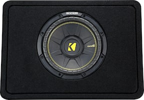 KICKER - CompC Loaded Enclosures Single-Voice-Coil 4-Ohm Subwoofer - Black carpet - Front_Zoom