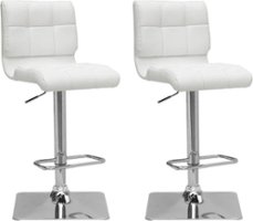 CorLiving - Trumpet Bonded Leather Stools (Set of 2) - White/Chrome - Angle_Zoom