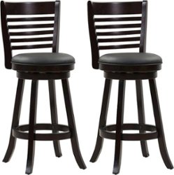 CorLiving - Bonded Leather and Wood Stools - Black/Cappuccino - Angle_Zoom